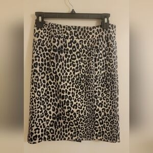 Michael Kors Black and White Leopard A-Line Skirt